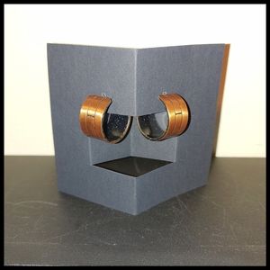 Small Wide Bronze Color Hoop Post Earrings